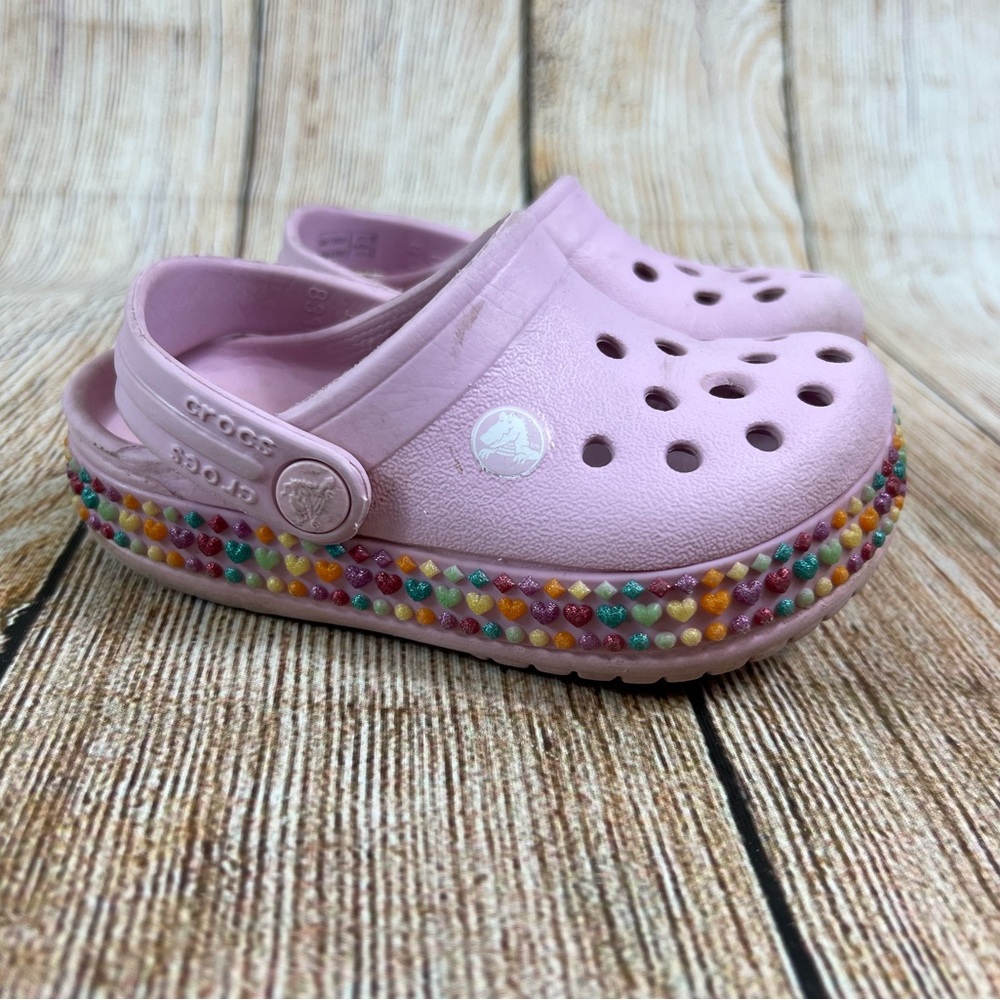 Crocs Crocband Pink Rainbow Gem Band Clog Sandals Children Size 6